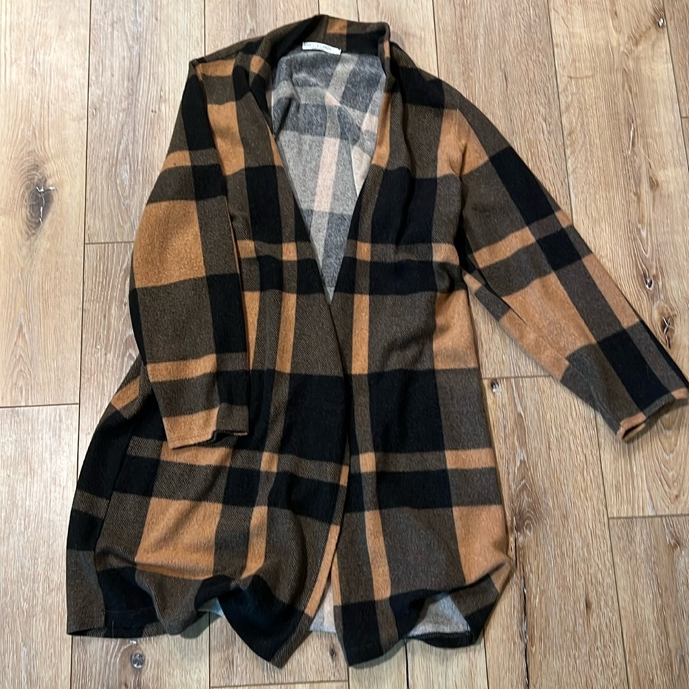 Super soft plaid long cardigan